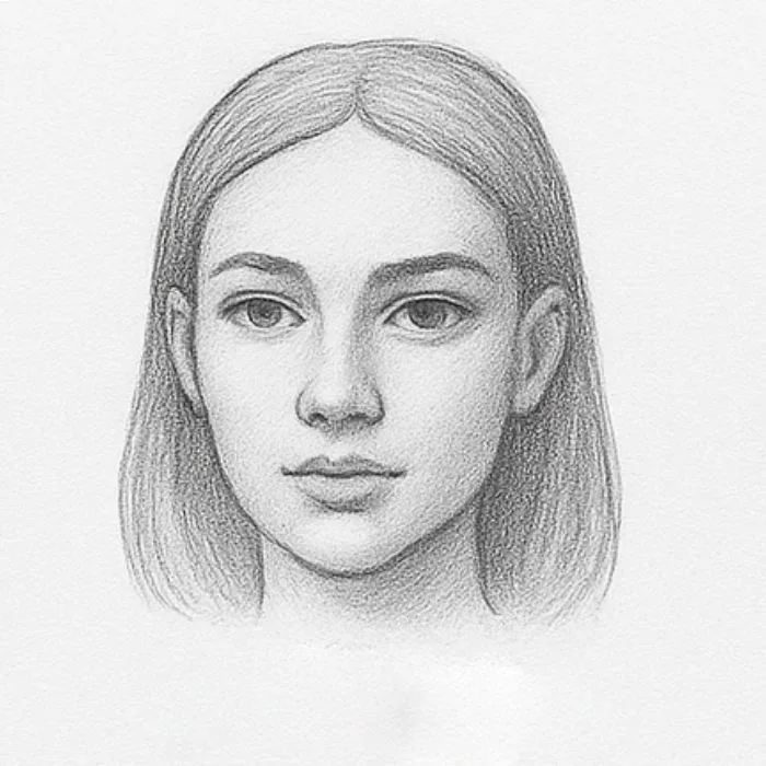 Realistic pencil drawing of a girl’s face with smooth shading and detailed features