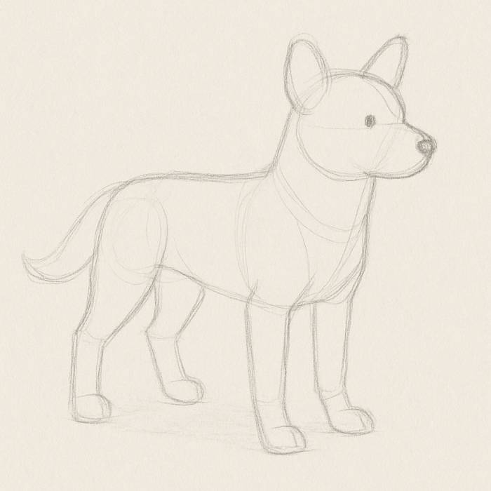 A realistic pencil drawing of a red fox on off-white paper, with a human hand holding a pencil adding detailed fur strokes to the artwork.