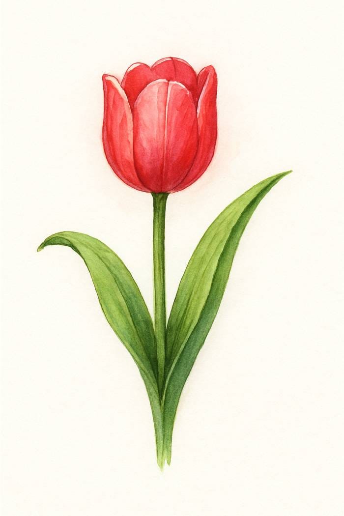 Tulip flower Drawing Watercolor Sketch Tutorial