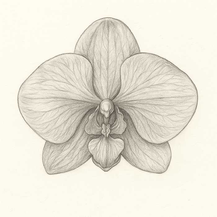 drawing of an orchid flower