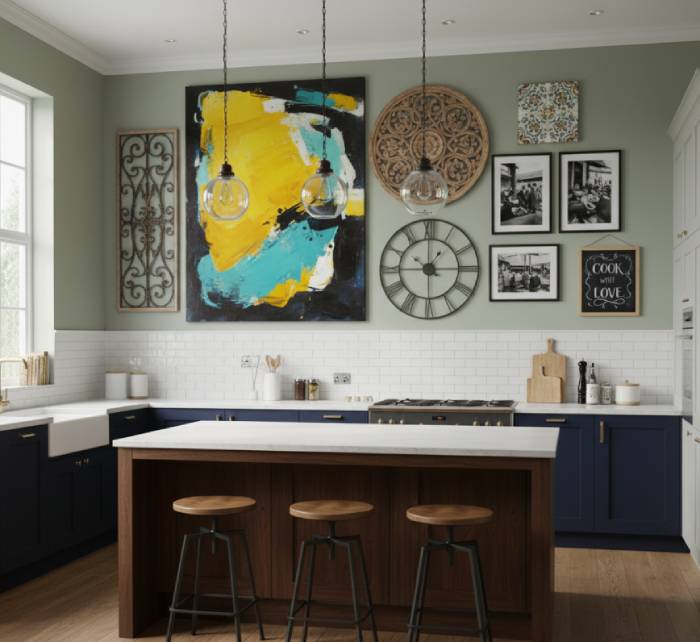 Modern framed kitchen wall art with minimalist design