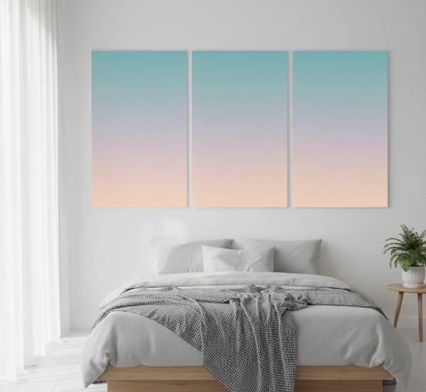 Modern gradient color panels artwork featuring smooth transitions of vibrant hues, perfect for trendy wall decor and stylish home interiors.