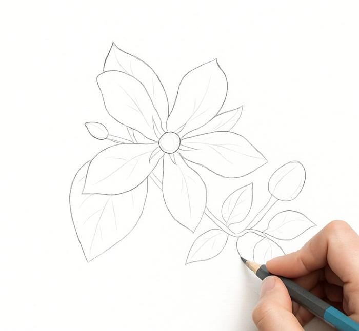 Realistic drawing of flower