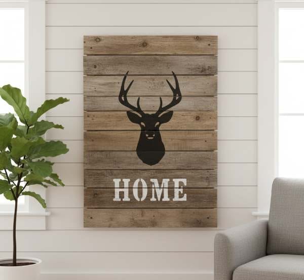 Creative upcycled pallet wall art displayed on a wall, perfect for trendy eco-friendly wall decor and rustic-inspired wall art ideas.
