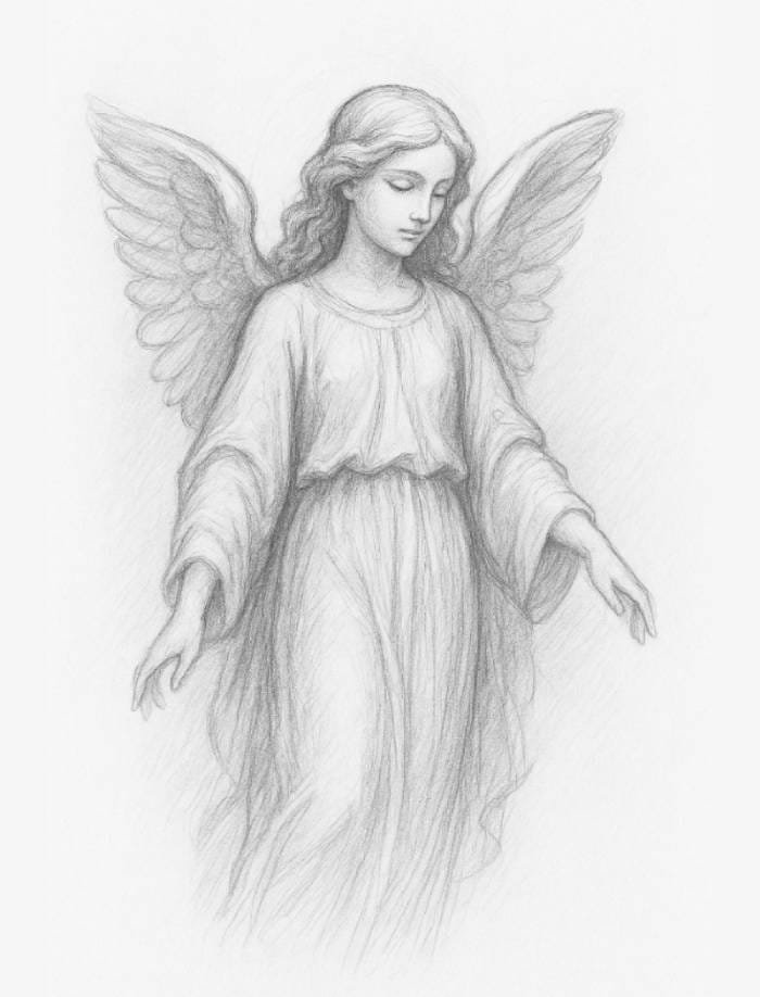 Beautiful Angel Sketch Drawing Tutorial Step by step For Beginners 