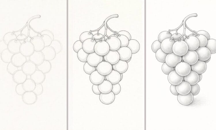 Step-by-step guide on how to draw a bunch of grapes for beginners
