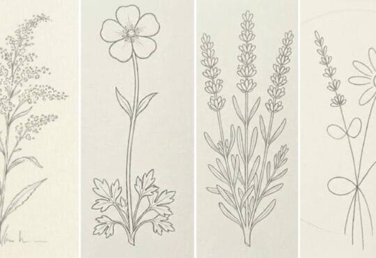 simple wildflower drawing ideas with easy pencil sketches of various wildflowers for beginners