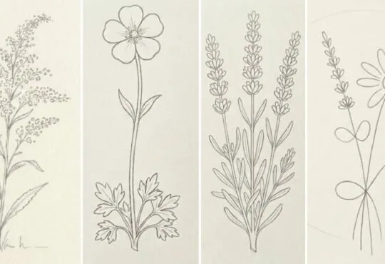 simple wildflower drawing ideas with easy pencil sketches of various wildflowers for beginners