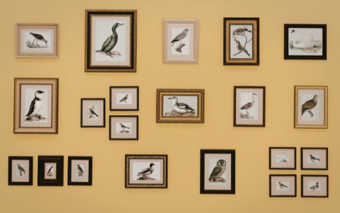 creative gallery wall with mixed frames and unique layout ideas
