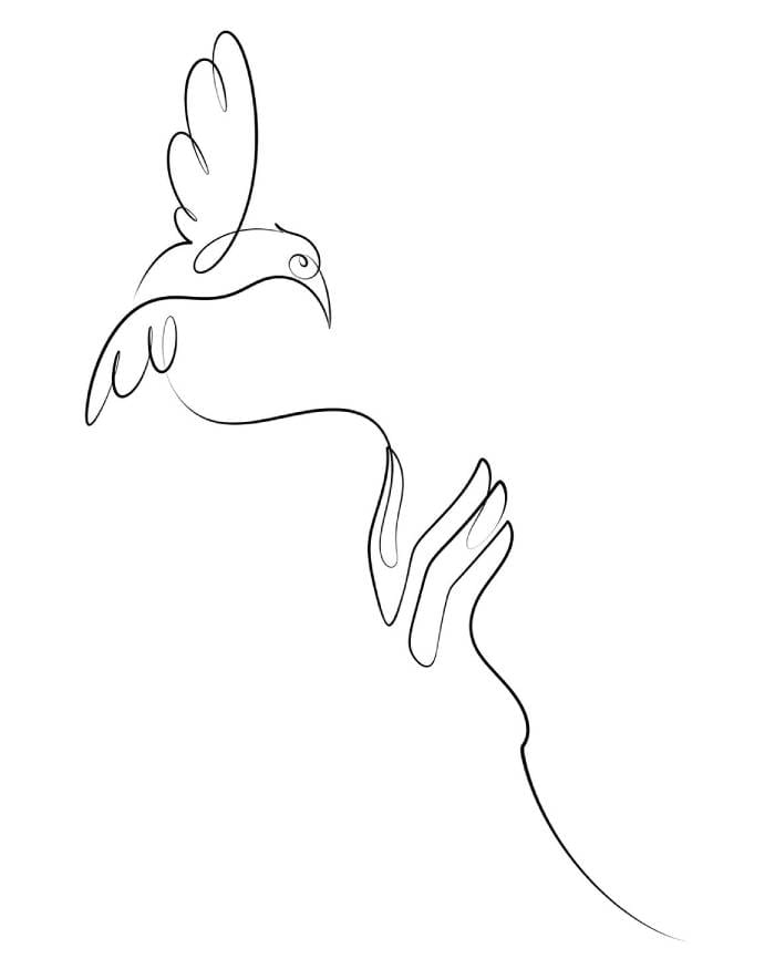 Rajni Chunara one line bird artwork created with a minimalist continuous line drawing technique