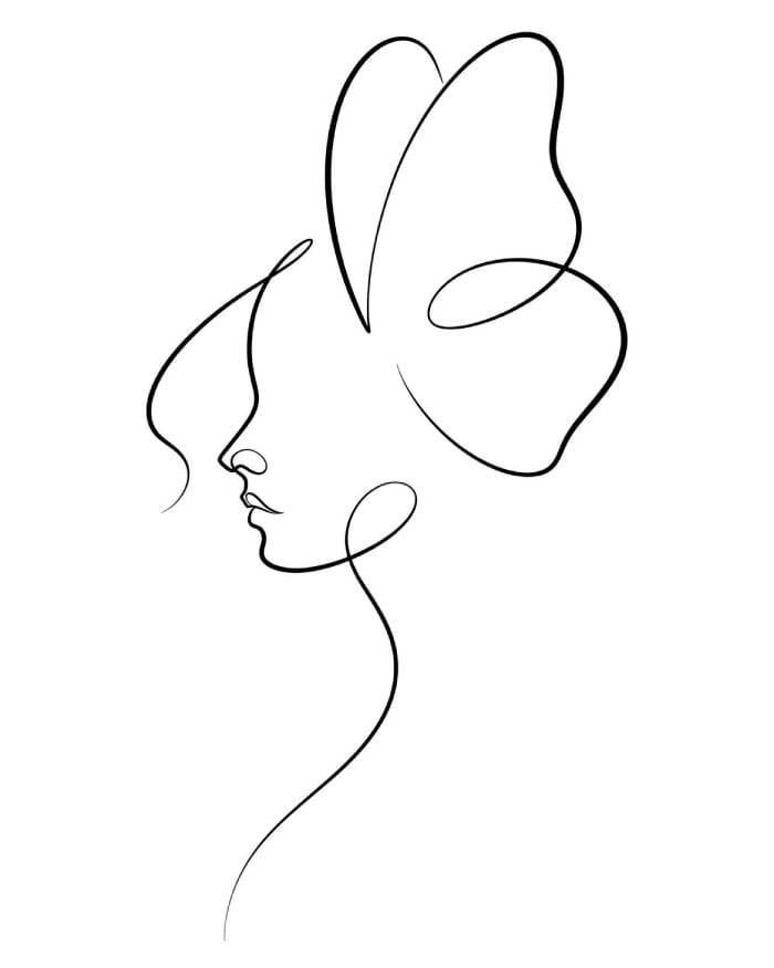 Rajni Chunara one line woman flower artwork created with a minimalist continuous line drawing technique