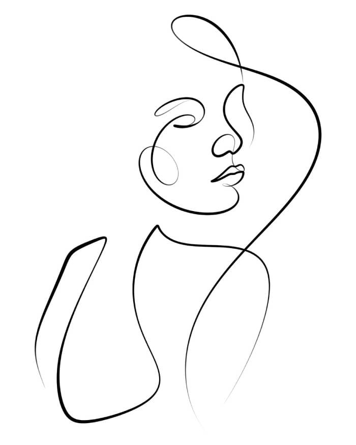 Rajni Chunara one line woman portrait artwork created with a minimalist continuous line drawing technique