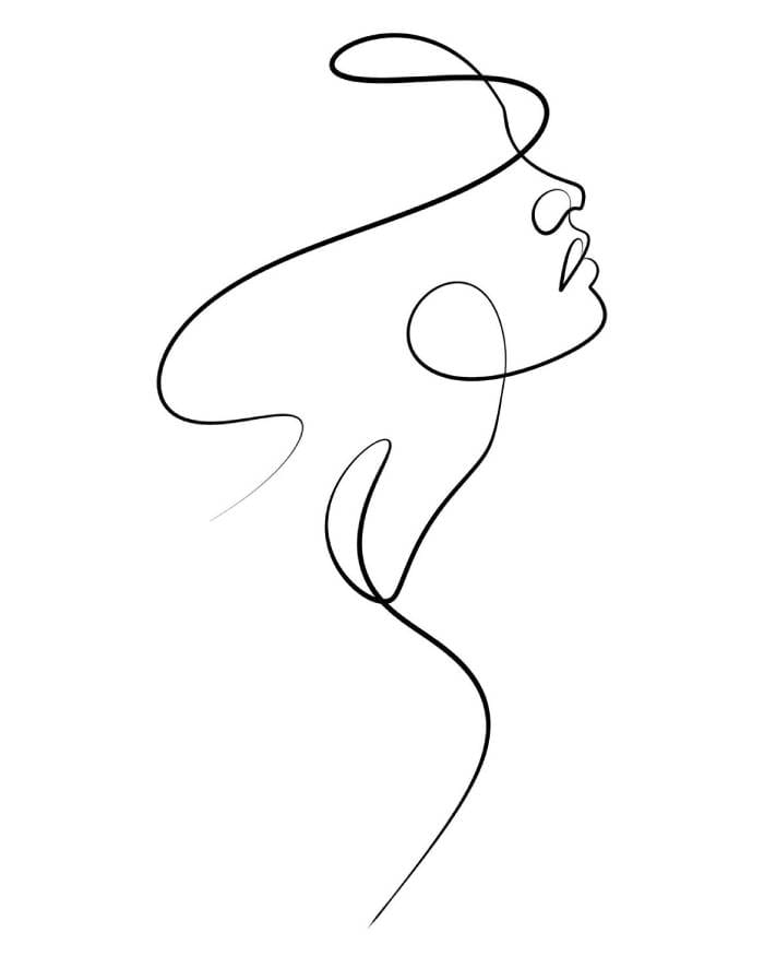 Rajni Chunara one line woman profile artwork created with a minimalist continuous line drawing technique