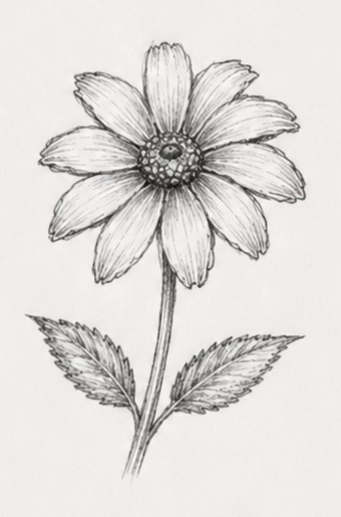 Black Eyed Susan Flower Drawing – Step 8 Add Final Highlights and Finishing Touches