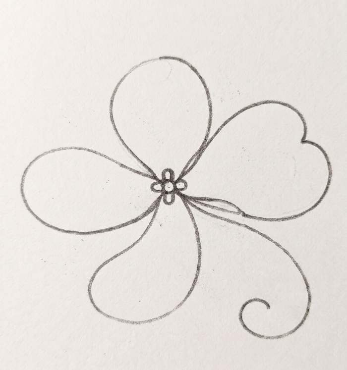 Single continuous line dogwood flower illustration on a minimalist
