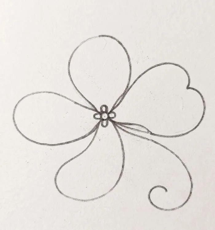 Single continuous line dogwood flower illustration on a minimalist