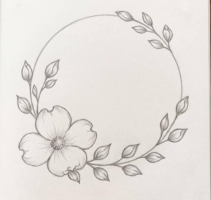 dogwood flower cover page design line art illustration