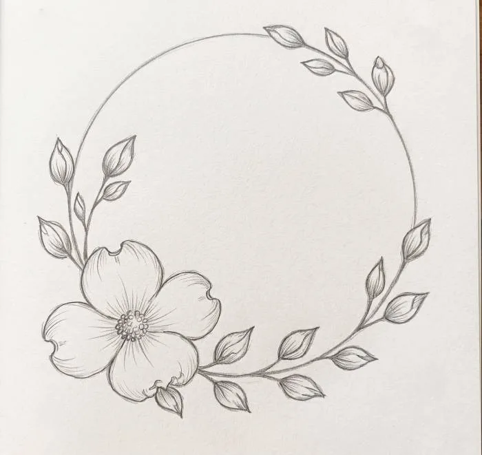 dogwood flower cover page design line art illustration