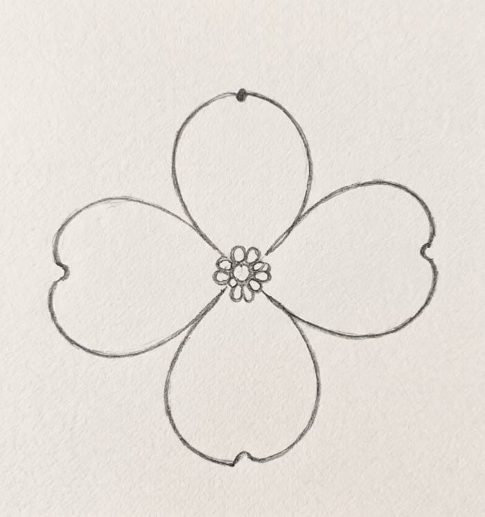 Minimalist dogwood flower line art drawing outline