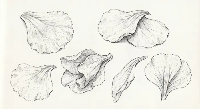 Geranium petal study showing detailed flower petals, shapes, and natural curves